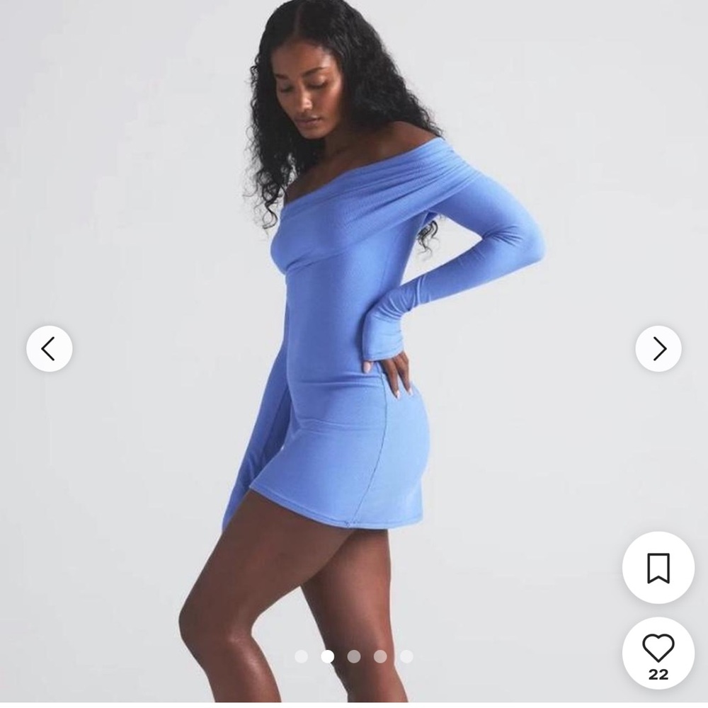 SKIMS NWT Soft Lounge Off the Shoulder Dress - Cielo